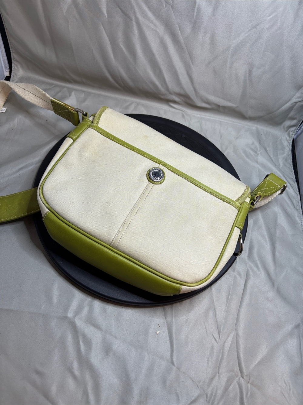 Coach Cream and Lime Green Crossbody Bag